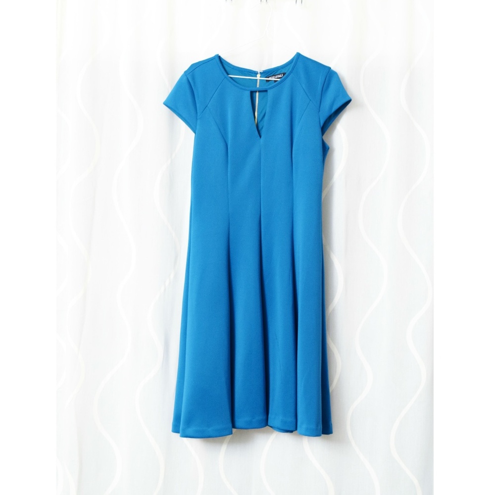 NEW ROZ & ALI Teal Keyhole Fit & Flare Skater Dress | Size S